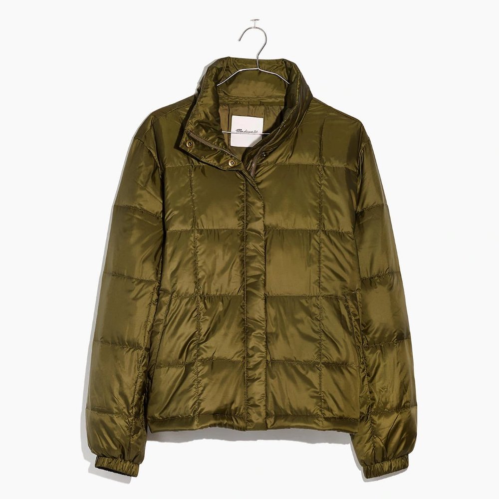 Madewell Travel Buddy Packable Puffer Green NEW